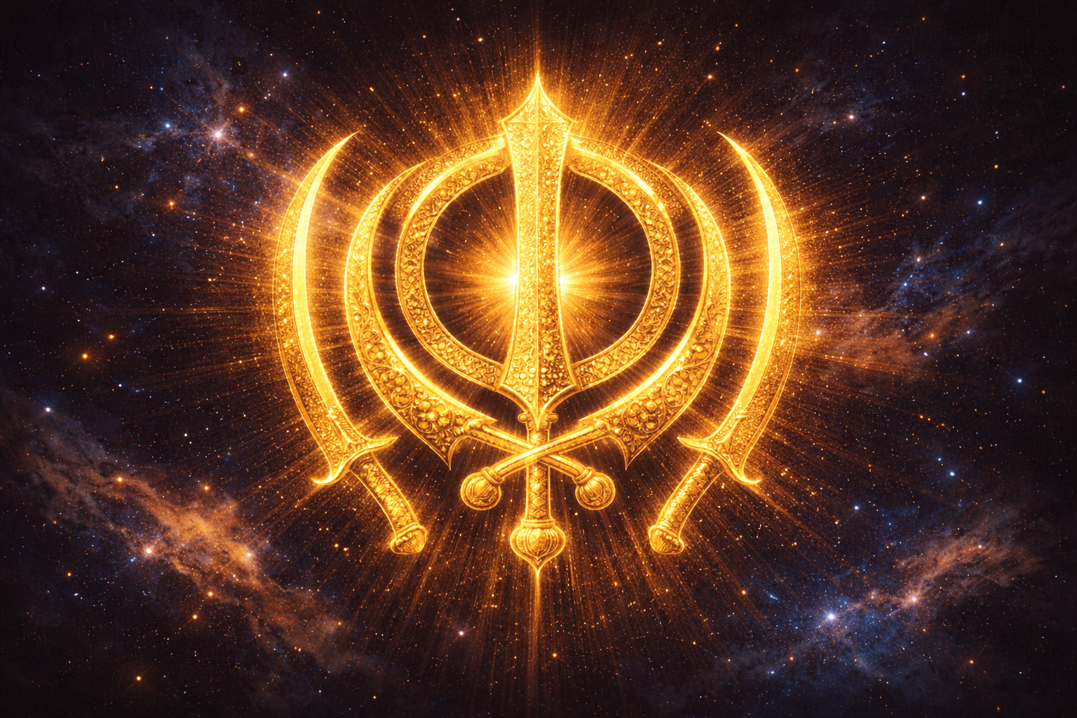 Khanda in Cosmic Light — Divine Energy and Stars